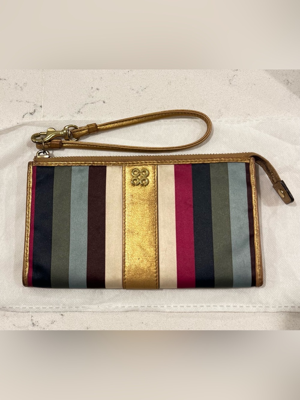 Coach Julia Legacy Striped Zippy Wristlet Pouch Cosmetic Bag Y2K